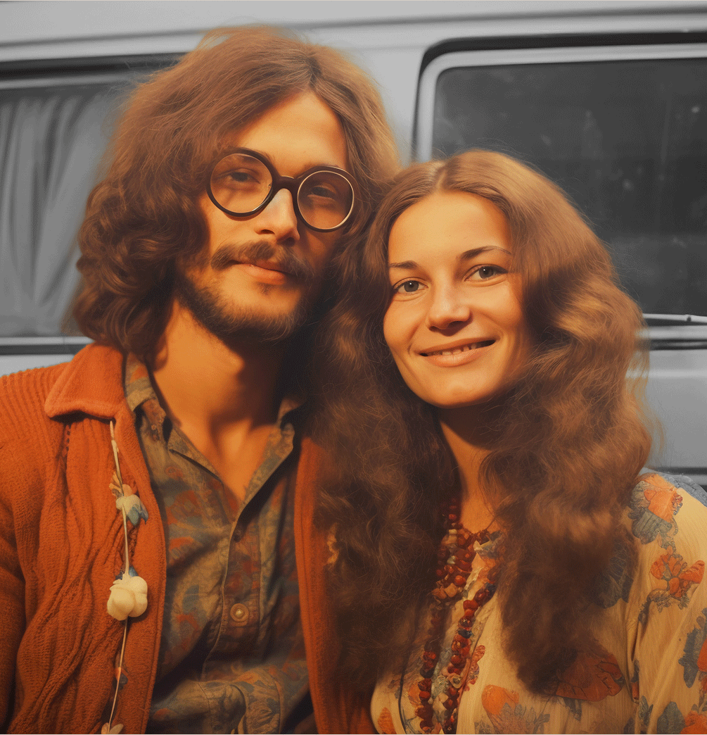 Un jeune couple typique des années 70.